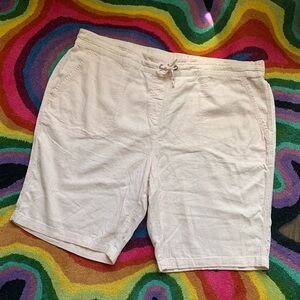 Denim & Co Peach Linen Drawstring Pockets Shorts